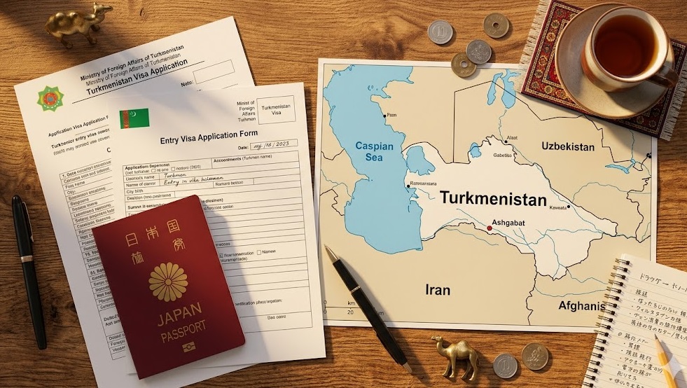 トルクメニスタン渡航のためのビザ申請書類とパスポート
